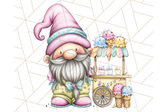 Ice Cream Gnome Clipart PNG Summer Dessert Art, Summer Gnome Product Image 4
