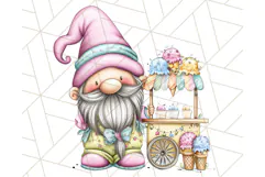 Ice Cream Gnome Clipart PNG Summer Dessert Art, Summer Gnome Product Image 4