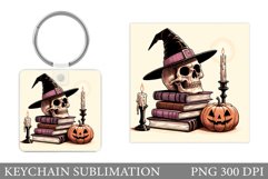 Skull Keychain Design. Halloween Keychain Sublimation Product Image 1