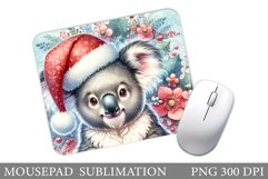 Cute Koala Mouse Pad Design. Christmas Mouse Pad Sublimation Product Image 1