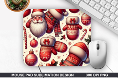 Santa Mouse Pad Sublimation, Christmas Mouse Pad PNG Design Product Image 1