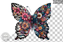 Vibrant Floral Butterfly Sublimation - Clipart PNG Design Product Image 1