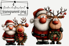 Whimsical Reindeer Christmas Clipart Watercolor PNG Product Image 1