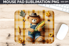 Watercolor Bear Mouse Pad Sublimation - Thanksgiving PNG Product Image 1
