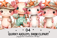Quirky Axolotl Swim Clipart png Watercolor png Product Image 1