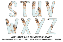Cute Puppies Alphabet PNG, watercolor Letters &amp; Numbers Product Image 4