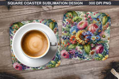 Flowers Coaster Sublimation, Spring Coaster PNG Design Product Image 1