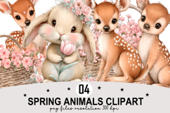 Spring Animals Clipart Watercolor Clipart png Product Image 1
