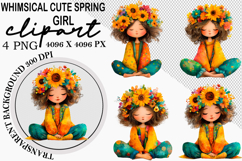 Whimsical Cute Spring Girl Clipart Watercolor png Product Image 7
