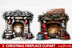 Cozy Christmas Fireplace Clipart | Holiday Mantel &amp; Winter Product Image 1