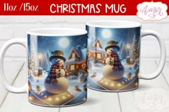 Christmas snowman mug sublimation wrap PNG 11oz 15oz Product Image 2