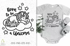 Born to be a unicorn svg Baby bodysuit design svg dxf png Product Image 1