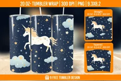 Unicorn Milkyway Tumbler Wrap Designs, Sublimation Wrap Product Image 1