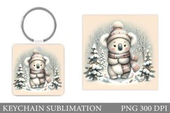 Christmas Koala Keychain. Christmas Keychain Sublimation Product Image 1
