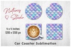 6 Puffy Mermaid Scales Designs. Coaster Sublimation Template Product Image 6