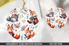 Fox Holding Stained Glass Ornament PNG,Digital Download File Product Image 1