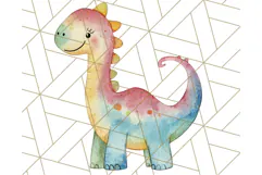 Watercolor Dinosaur and Rainbow PNG Clipart, Baby Nursery Product Image 4