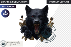 Floral Wolf Fantasy clipart, Botanical Wildlife Graphics PNG Product Image 1