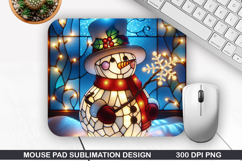 Snowman Mouse Pad Sublimation, Christmas Mouse Pad PNG Product Image 1