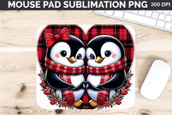 Watercolor Penguin Mouse Pad Sublimation - Valentines PNG Product Image 1