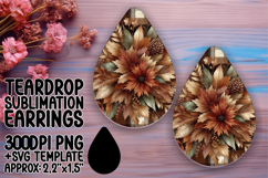 Vibrant Teardrop Earrings Design for Sublimation , Autumn Fl Product Image 1