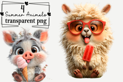 Quirky Summer Animals Clipart Watercolor png Product Image 1