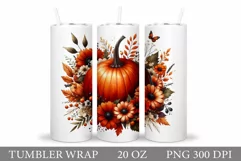 Fall Pumpkin Tumbler Sublimation. Fall Tumbler Design Product Image 1