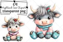 Whimsical Funny Festive Highland Cow Clipart Watercolor PNG Product Image 1