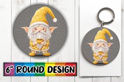 Watercolor Christmas Keychain Gnome Round Design Product Image 1