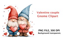 Watercolor Valentine couple gnome clipart, watercolor png Product Image 1