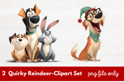 2 Quirky Reindeer Clipart Set | Fun Holiday Reindeer PNG Product Image 1