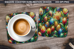 Flower Coaster Sublimation, Easter Coaster PNG Design Product Image 1