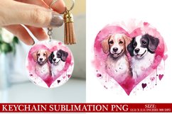 Dog Valentine&#039;s Day Keychain Sublimation PNG Design Product Image 1
