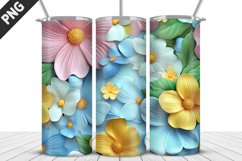 3D Flowers Tumbler Wrap | Sublimation Design | Tumble PNG Product Image 5