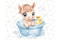 Farm Animal Babies in Bubble Bath PNG, Nursery Clipart Product Image 4