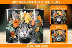 3d Cute Cat Tumbler Wrap Designs, Sublimation Wrap Product Image 1