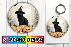 Halloween Cat Round Design Perfect for Fall Sublimation Product Image 1