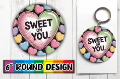 Whimsical Keychain Circle Sublimation, Heart Quote Product Image 1