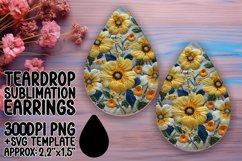 Sublimated Blossom Teardrop Earrings - Embroidery Style Product Image 1