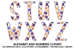 Halloween Alphabet Clipart PNG, watercolor letters doodle Product Image 4