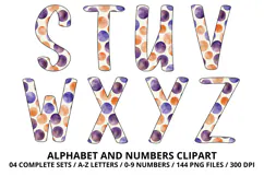 Halloween Alphabet Clipart PNG, watercolor letters doodle Product Image 4