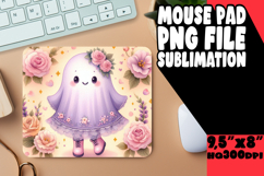 Cheerful Mouse Pad Sublimation PNG, Cute Ghost Product Image 1