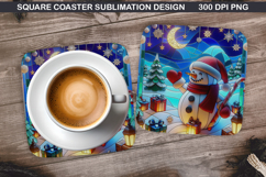 Snowman Coaster Sublimation, Christmas Coaster PNG Design Product Image 1