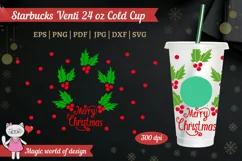 Merry Christmas, Poinsettiafor, Full Wrap Venti Cold Cup 24 Product Image 1