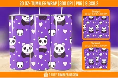 Cute Panda Tumbler Wrap Designs, Sublimation Wrap Product Image 1