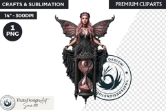Pastel Goth Fairy Clipart, Black Pink PNG fantasy clipart Product Image 1