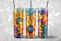 Pretty Alcohol Ink Sunflower Tumbler Wrap Sublimation Product Image 4