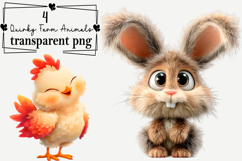Whimsical Farm Animals Clipart Watercolor PNG Product Image 1