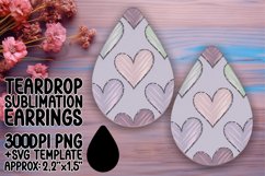 Charming Teardrop Earrings Artwork for Sublimation , Heart Product Image 1
