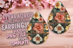 Elegant Flower Pattern PNG Teardrop Earring Design Sublime Product Image 1